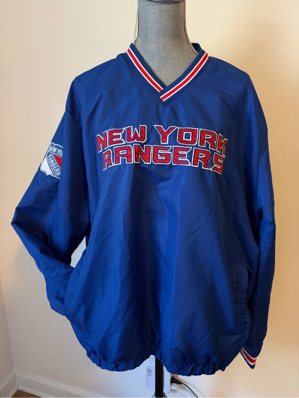 Vintage New York Rangers Blue V Neck Pullover Windbreaker